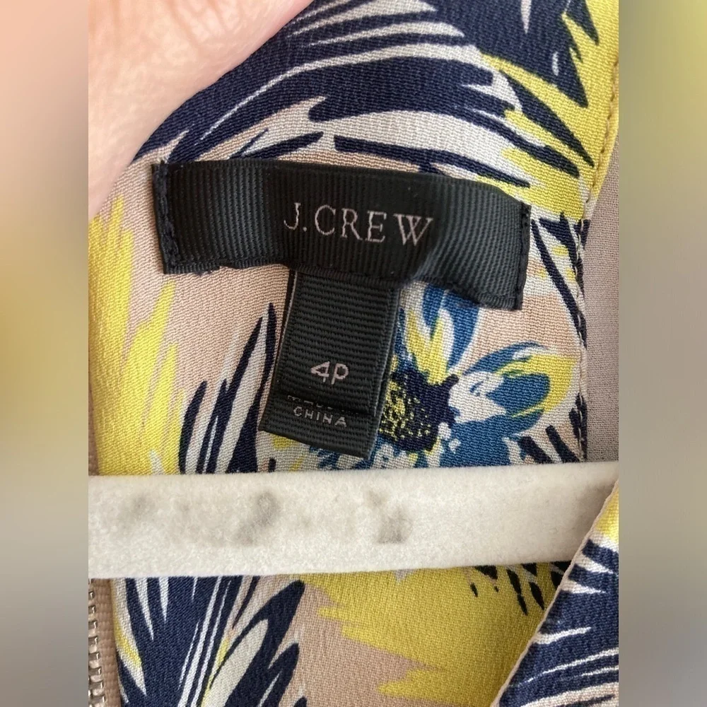 J Crew Yellow Floral Dress Spring Meadow Sleeveless 100% Silk Midi 4P Petite